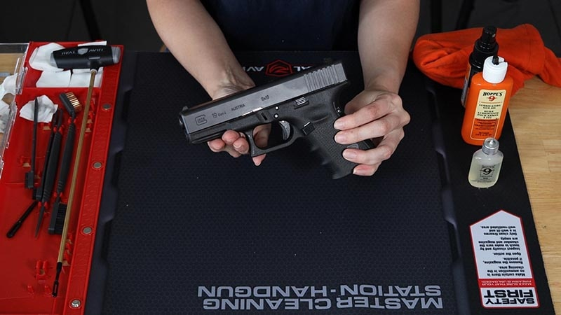 finished photo of a reassembled glock handgun