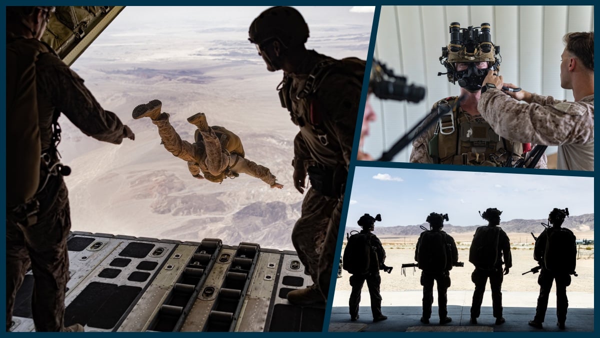 Marines Jump from an Airplane