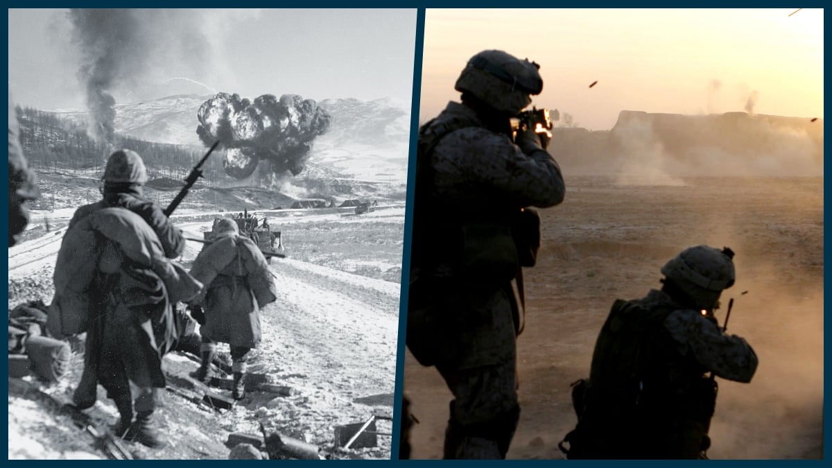 Marines in combat in Iraq and Korea