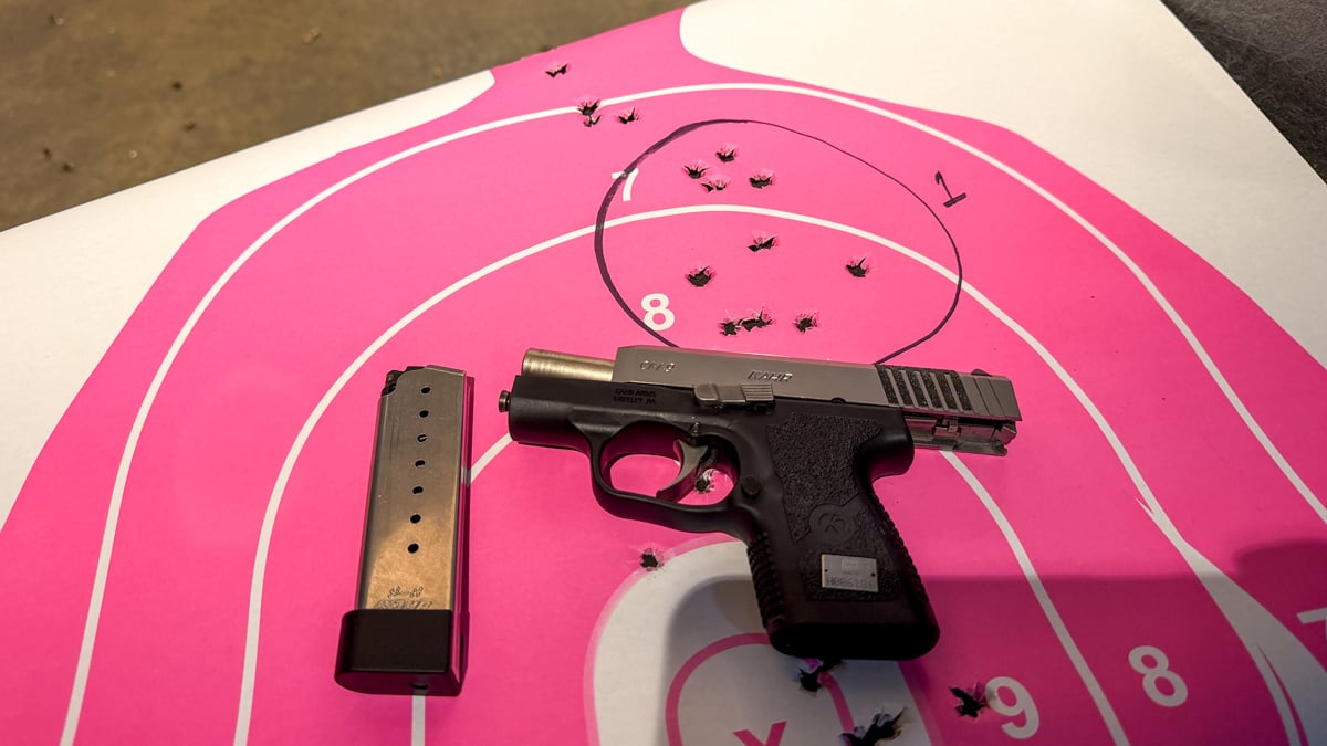 Kahr Arms CM9 with 5 yard target
