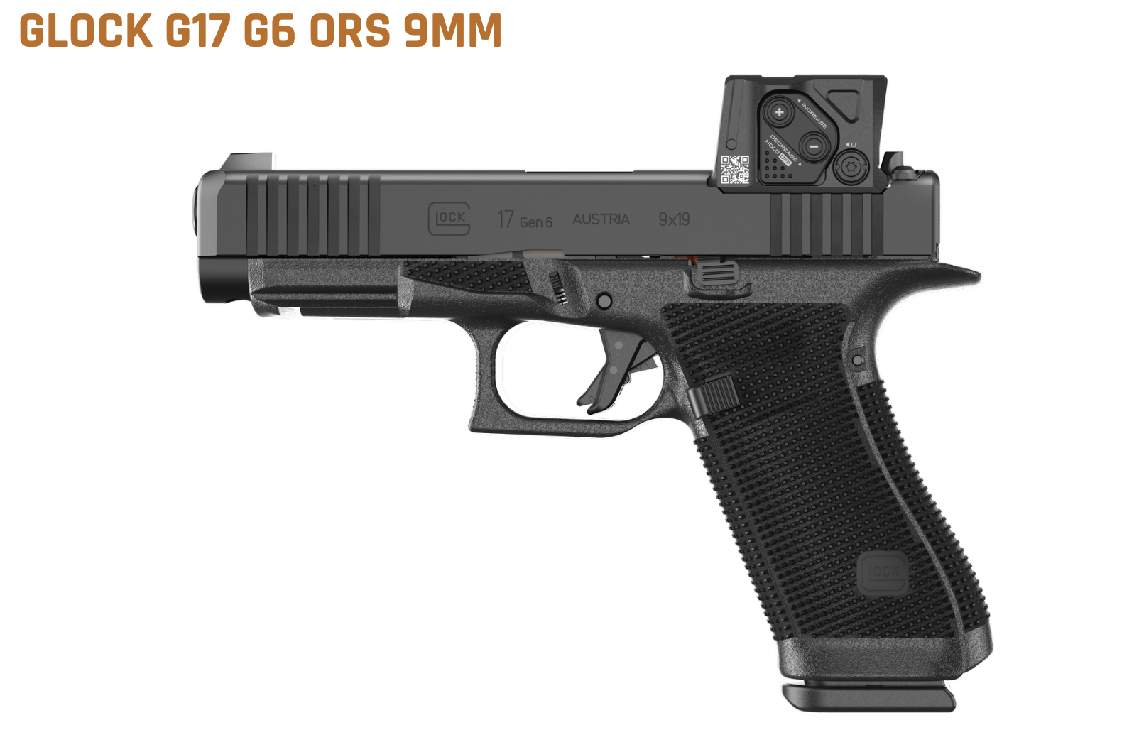 GLOCK 17 GEN 6 COA, Striker Fired, Semi-automatic, Polymer Frame Pistol, Full Size, DLC Finish, Fixed Sights, Aimpoint COA Optic, 17 Rounds, 3 Magazines