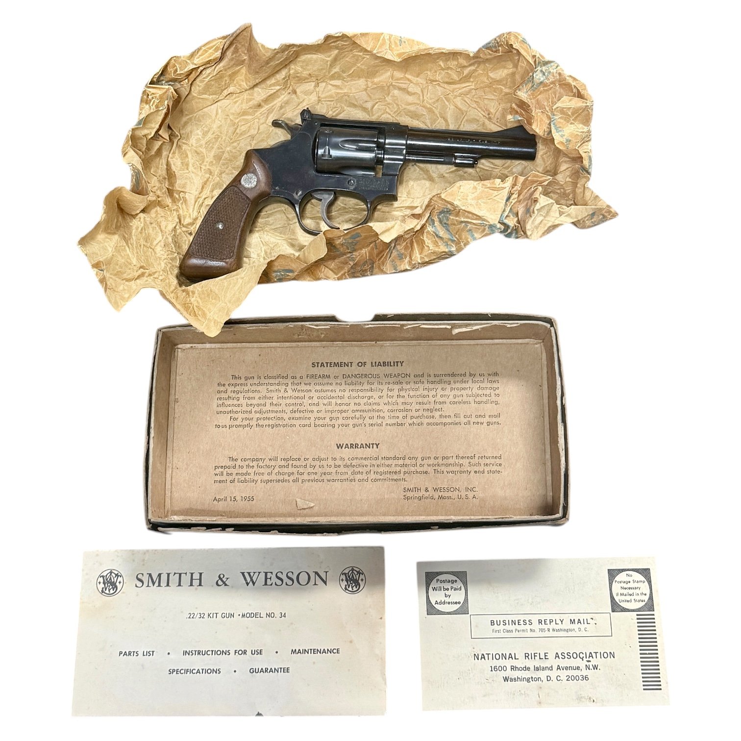 SMITH & WESSON 22/32 Kit Gun (Model 34 No-Dash) Early Production Matching Box Exceptional Condition .22 lr