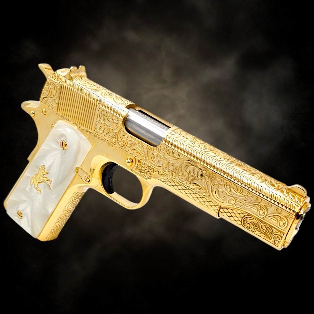 COLT 24K Gold Plated 1911 Full Size - French Scroll Engraved - Mirror Polishing & Gold Plated .45 acp