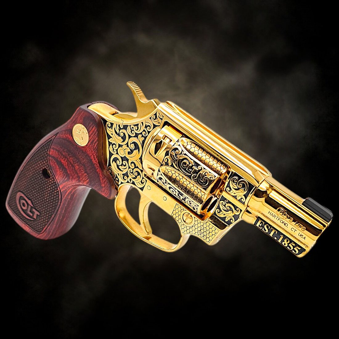COLT 24K Gold Cobra 2" .38 Special - Scroll Engraved & Full 24K Gold Plated .38 spl
