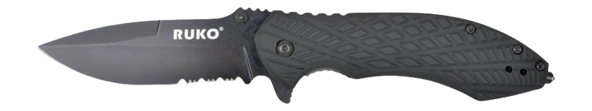RUKO RUK0182SBBK  440C 3-1/4SERRATED FOLDING BBPS