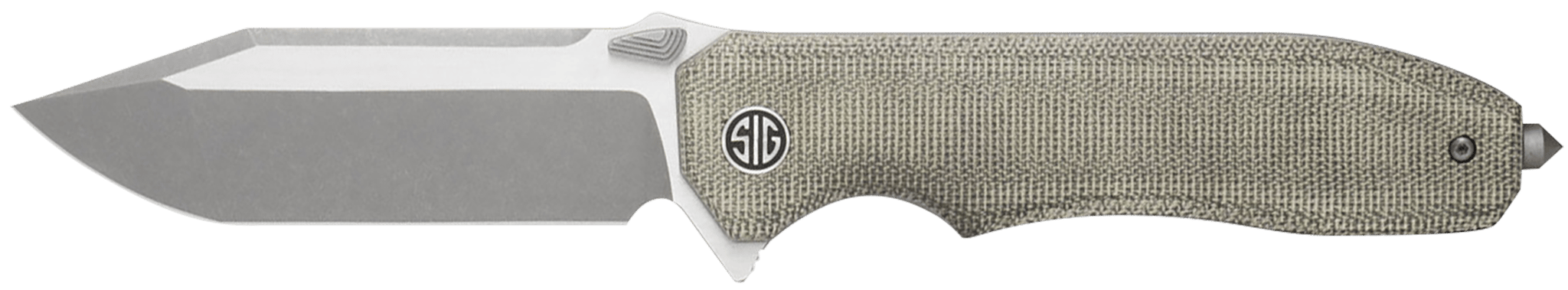 Eikonic Knife Company VA9GT Validus  3.78 Folding Modified Tanto Plain Dark Acid Stonewash/Satin M390 Steel Blade, 4.76 Green Canvas Micarta Handle