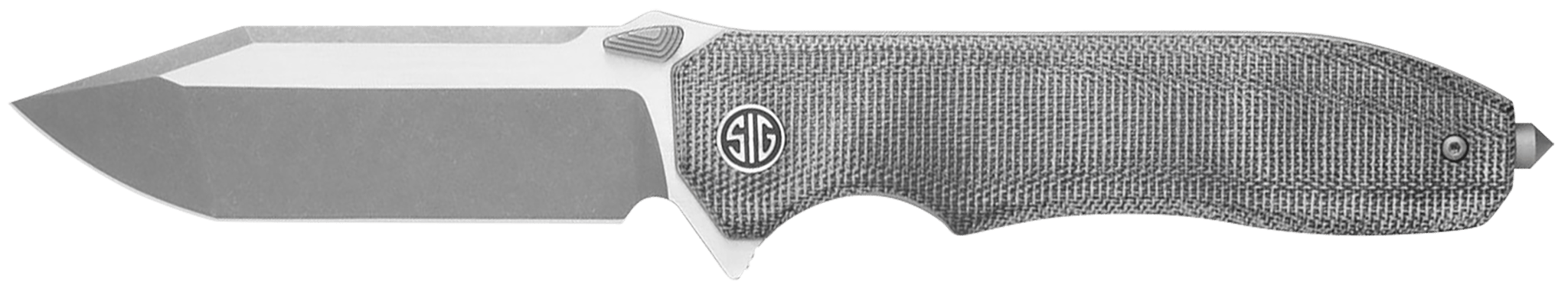 Eikonic Knife Company VA9SBT Validus  3.78 Folding Modified Tanto Plain Dark Acid Stonewash/Satin M390 Steel Blade, 4.76 Salt & Pepper Canvas Micarta Handle