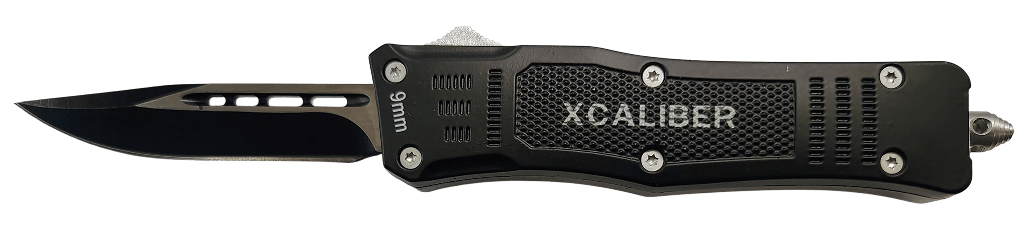 Xcaliber - 728881687386 - 2.75 OTF Drop Point Plain Black Knife