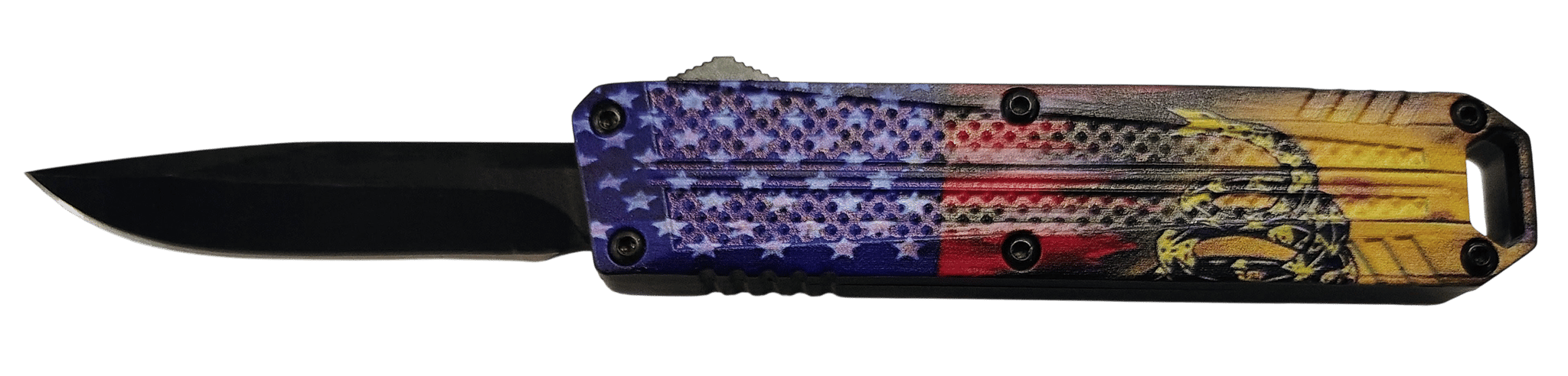 Xcaliber - 728881687591 - Dont Tread on Me 2.75 OTF Drop Point US Flag Knife