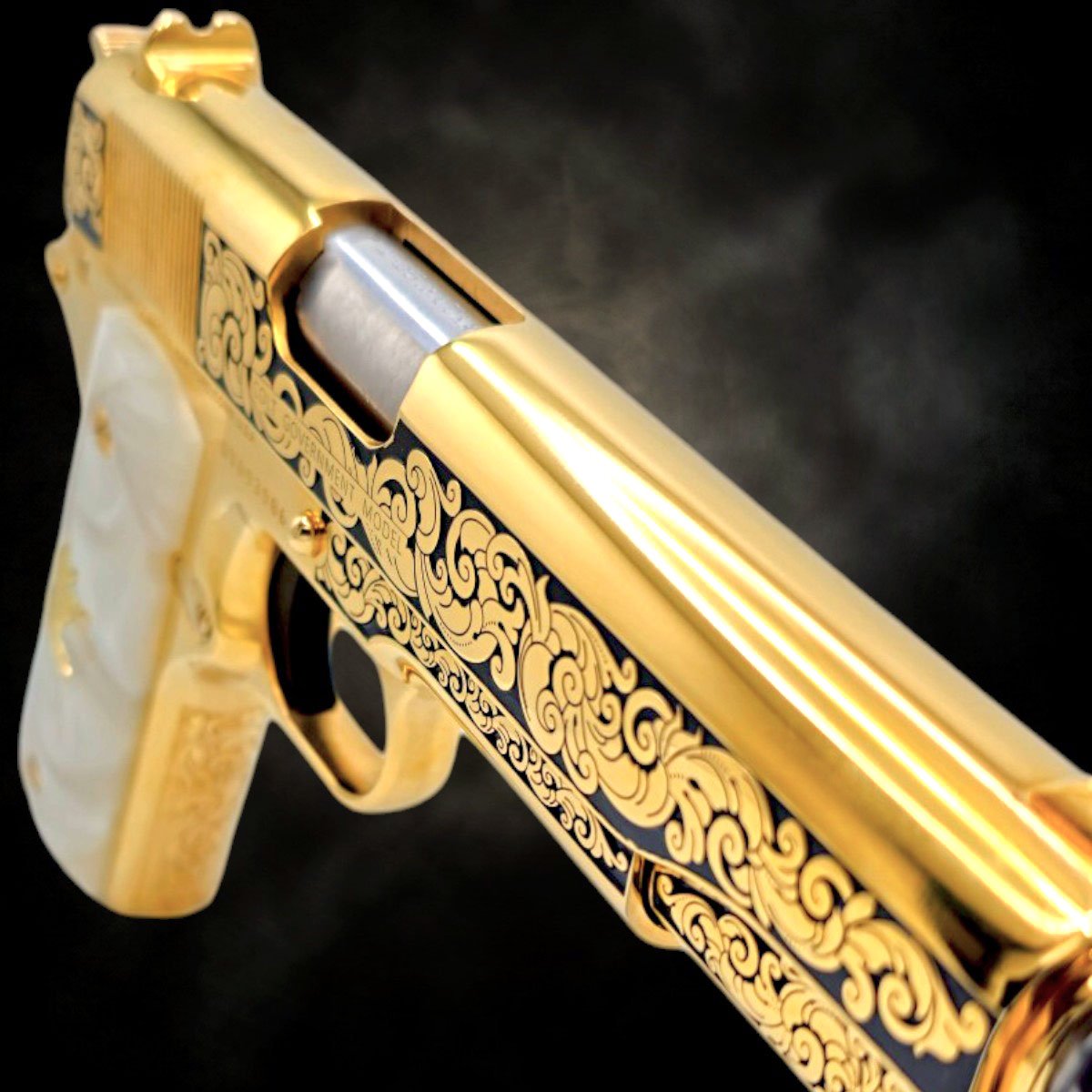 COLT 24K Gold - 1911 - 45ACP - Unique COLT Scroll Engraved - Polished & Gold Plated .45 acp
