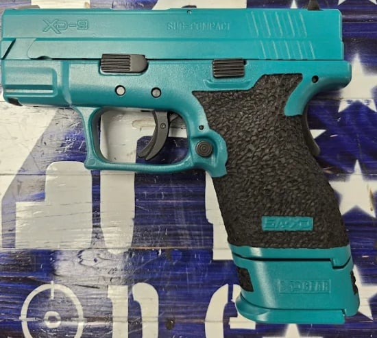 SPRINGFIELD ARMORY Springfield Armory XD-9 Sub Compact 9mm Semi Auto Pistol, Turquoise 3"
