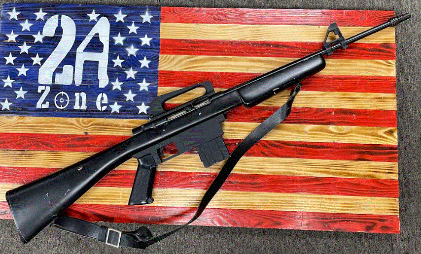 SQUIRES BINGHAM Squires Bingham Model 16, 22LR, 19" Barrel, Black Leather Sling, 10 Round Magazine, Semi Auto Rifle, Carrying Handle Iron Sight.