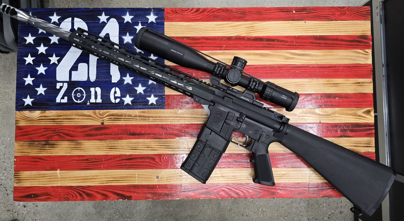 AERO PRECISION Aero Precision, m16a4, long gun, semi auto, black, 20" Barrel, 5.56,  Arken Optics 4-16 optic, Heavy weight precision barrel, muzzle brake, m-lok handguard, comp mag