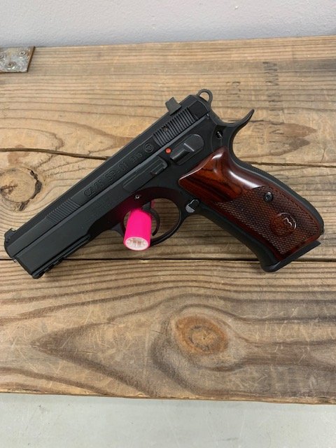 CZ CZ USA, 75 SP01, Semi Auto, 4.6", 9mm, 2 Magazines, OEM Box, Manual, OEM Cable Lock, Coco Bolo Wood grips, OEM Grips included, Like New