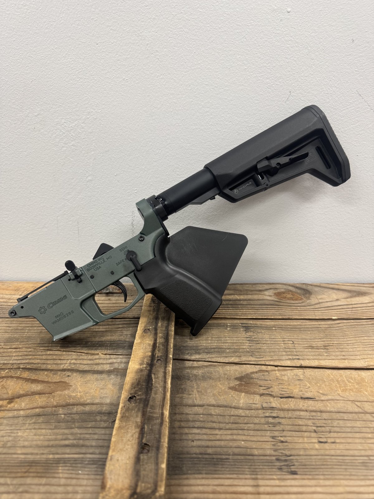 CMMG CMMG MKG Complete Lower Receiver, .45 ACP, Sea Green, Featureless Ready, Magpul Stock, Aero Precision Buffer Tube