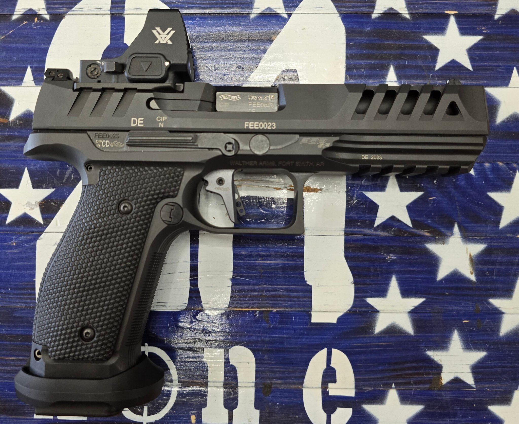 WALTHER Walther Arms PDP SF Match 9mm Semi Auto Pistol, Black 5" Vortex Defender XL