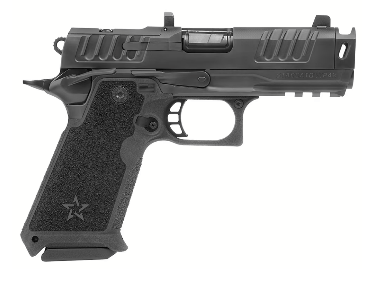 Staccato 2011 HD P4X Base Preferred, 9mm, 4 Comp'd Barrel, 3- 18rd Magazines, Night Sights, Optics Ready, Pistol