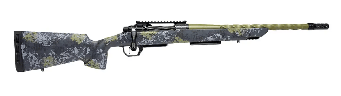 Horizon Firearms HRF-VE2-7PRC-22R Venatic 2 7mm PRC 22 Sage Green Spiral Fluted Threaded Barrel, Black DLC Receiver w/Picatinny Rail, Arca Rail Forend, Artic Moss Iota EKO X Carbon Fiber Stock