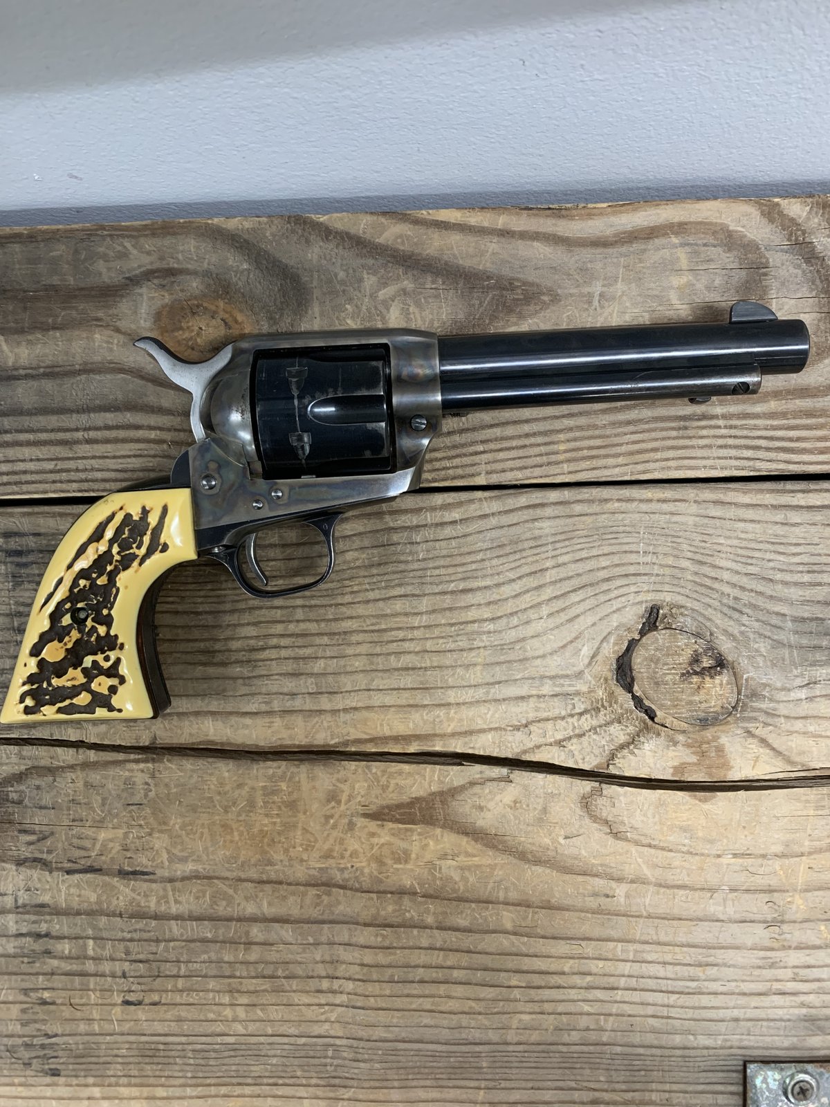 COLT Colt, SA Army, Revolver, .38 SPL, 5.5", Blue, OEM Stag Grips, 2ND Generation, With Letter of Authenticity