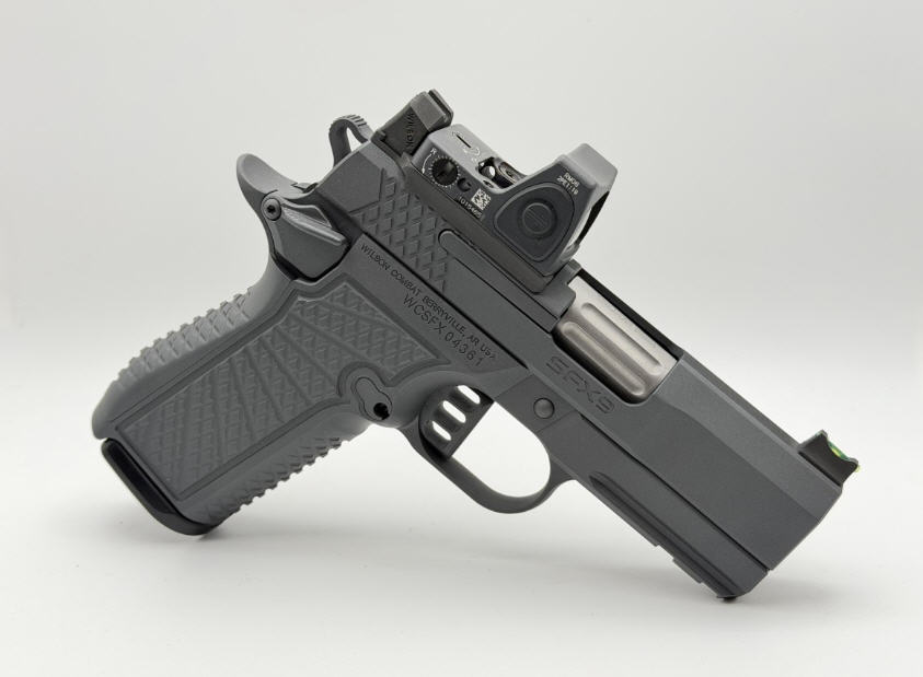 WILSON COMBAT SFX9, Sub Compact, GRAY FULL GRIP FRAME, RMR CUT WITH MATCHING GRAY TRIJICON RMR 3.25, AMBI, FLAT TRIGGER
