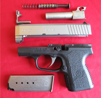 The Kahr CM40 field stripped