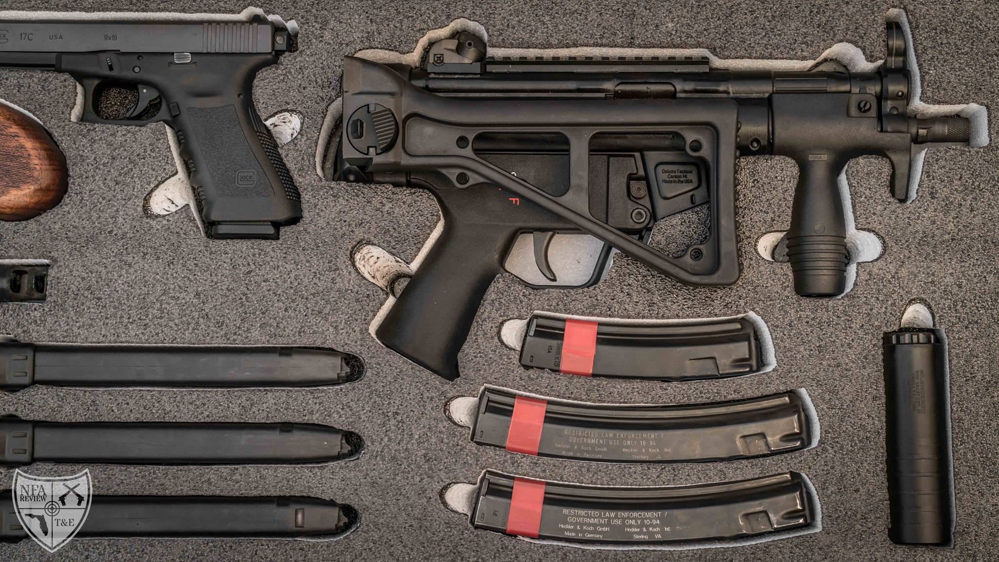 Dakota Tactical D54R-N with select fire pack. Silencerco OM9K with Griffin Armament internal 3-lug