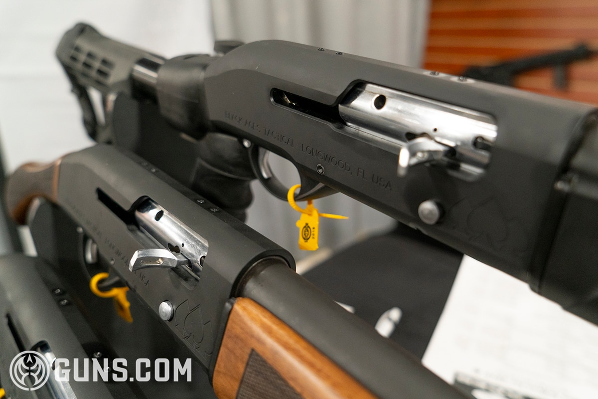 black aces tactical shotgun closeup shot
