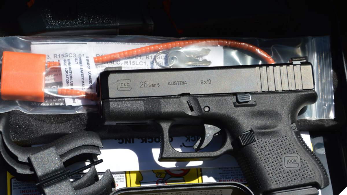 Glock 26 Gen 5 in box with gun cable lock in package