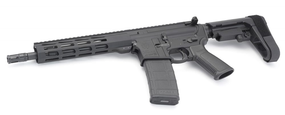 closeup of Ruger AR-556 pistol