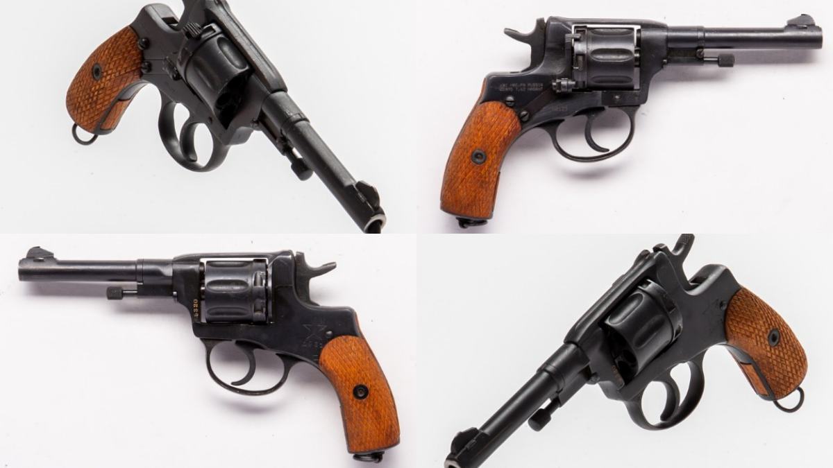 M1895 Nagant revolver from four different views
