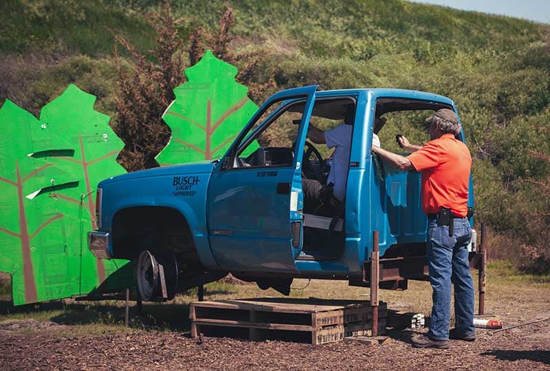 shooting targets from truck