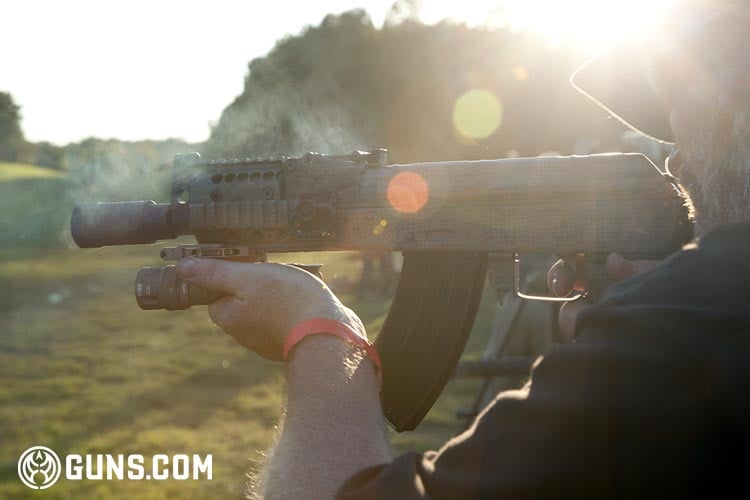 AK-47 being fired at a gun shoot