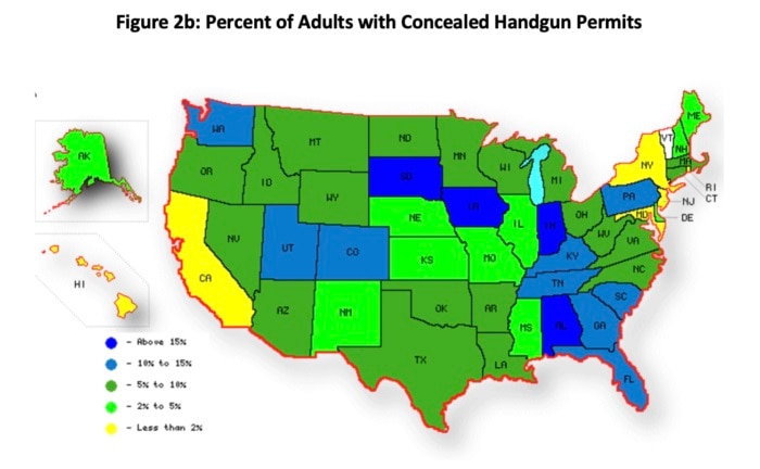 Percent of adults with concealed handgun permits